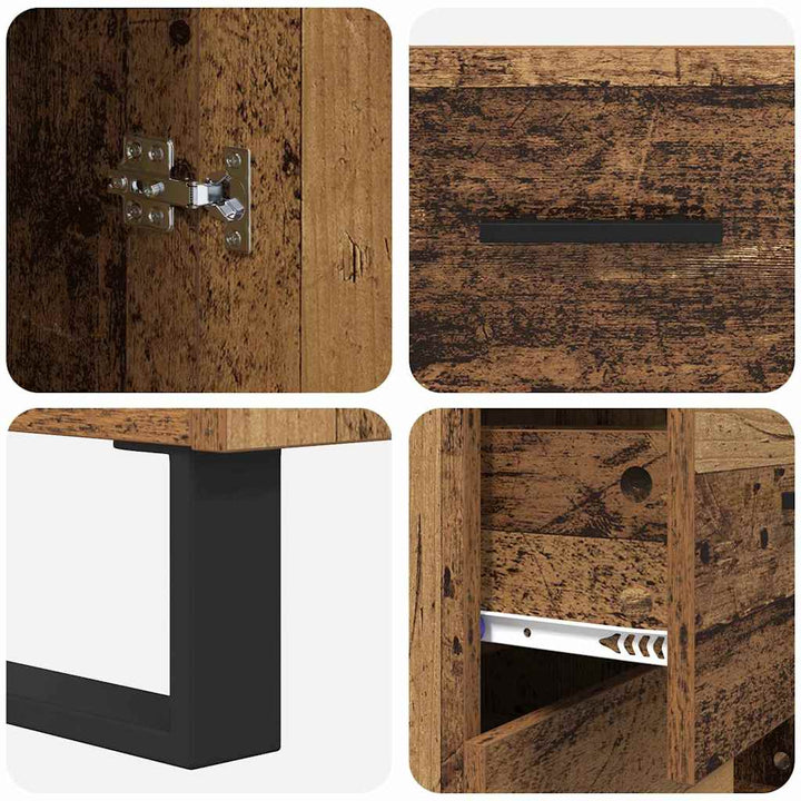 Highboard 2 stk. Gammelt træ 69,5 x 34 x 180 cm Konstrueret træ
