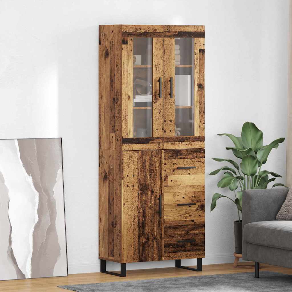 Highboard 2 stk. Gammelt træ 69,5 x 34 x 180 cm Konstrueret træ