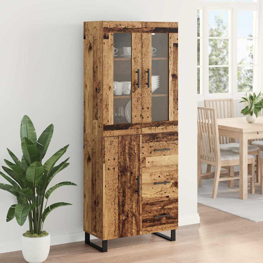 Highboard 2 stk. Gammelt træ 69,5 x 34 x 180 cm Konstrueret træ