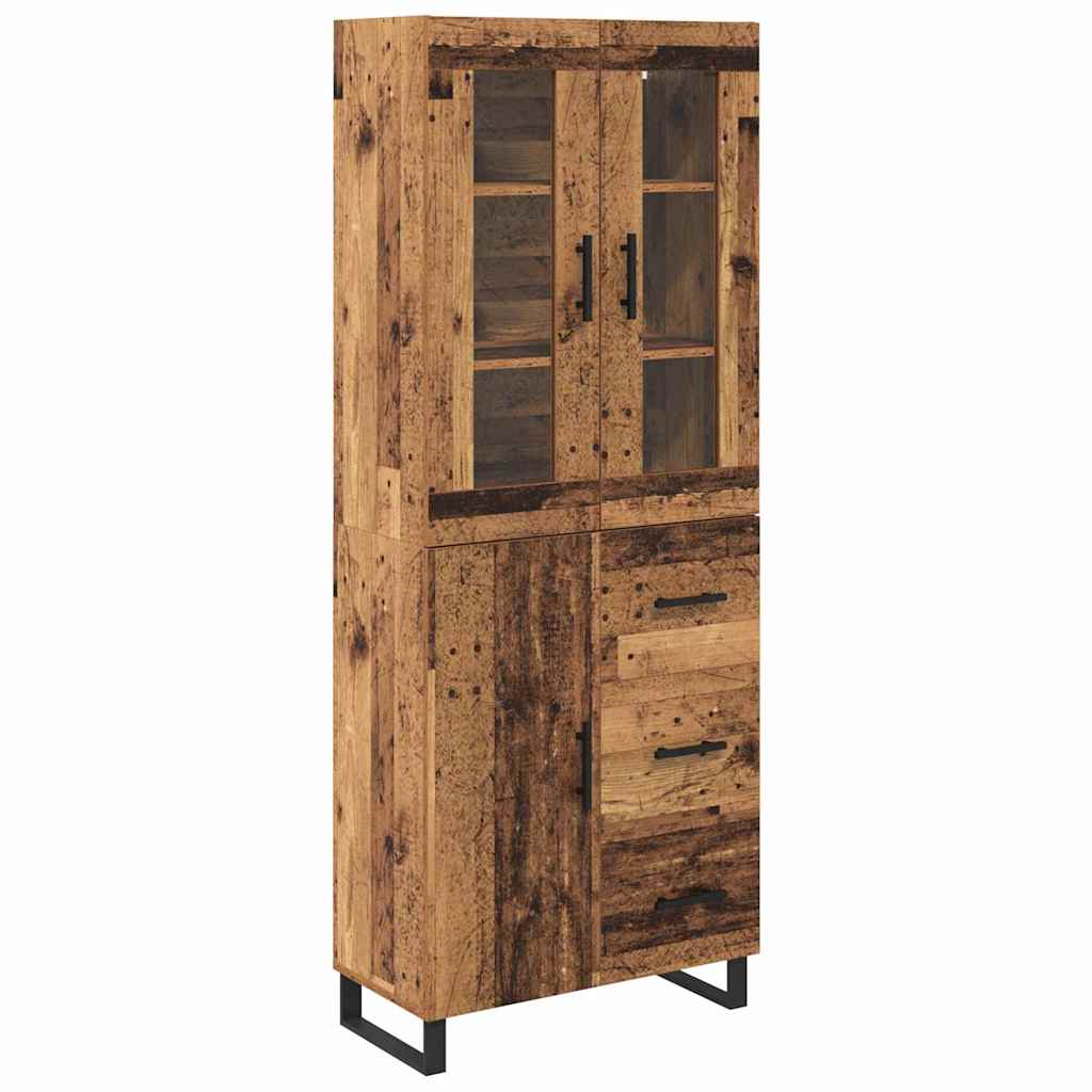Highboard 2 stk. Gammelt træ 69,5 x 34 x 180 cm Konstrueret træ