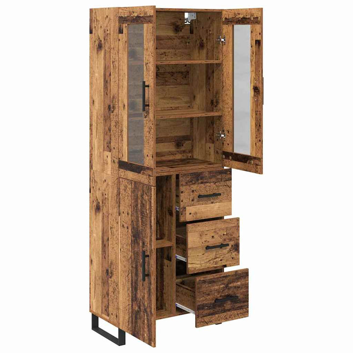 Highboard 2 stk. Gammelt træ 69,5 x 34 x 180 cm Konstrueret træ