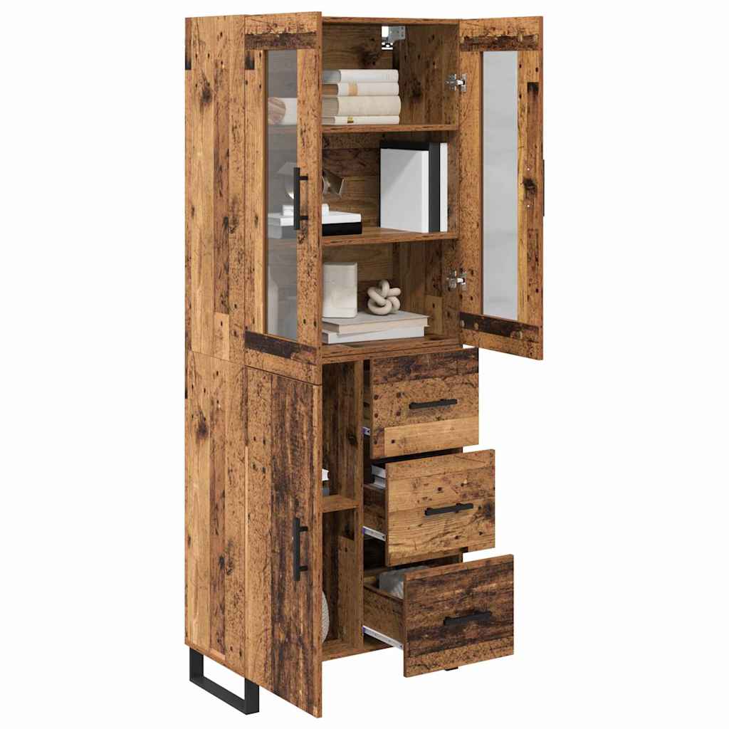 Highboard 2 stk. Gammelt træ 69,5 x 34 x 180 cm Konstrueret træ