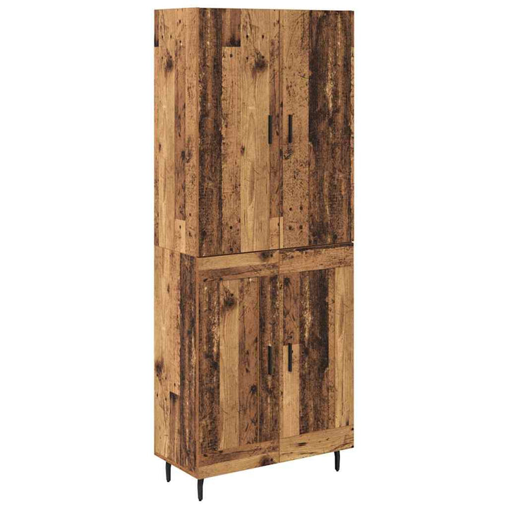 Highboard 2 pcs Gammelt træ Ingeniørtræ og glas