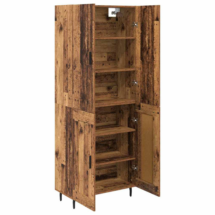 Highboard 2 pcs Gammelt træ Ingeniørtræ og glas