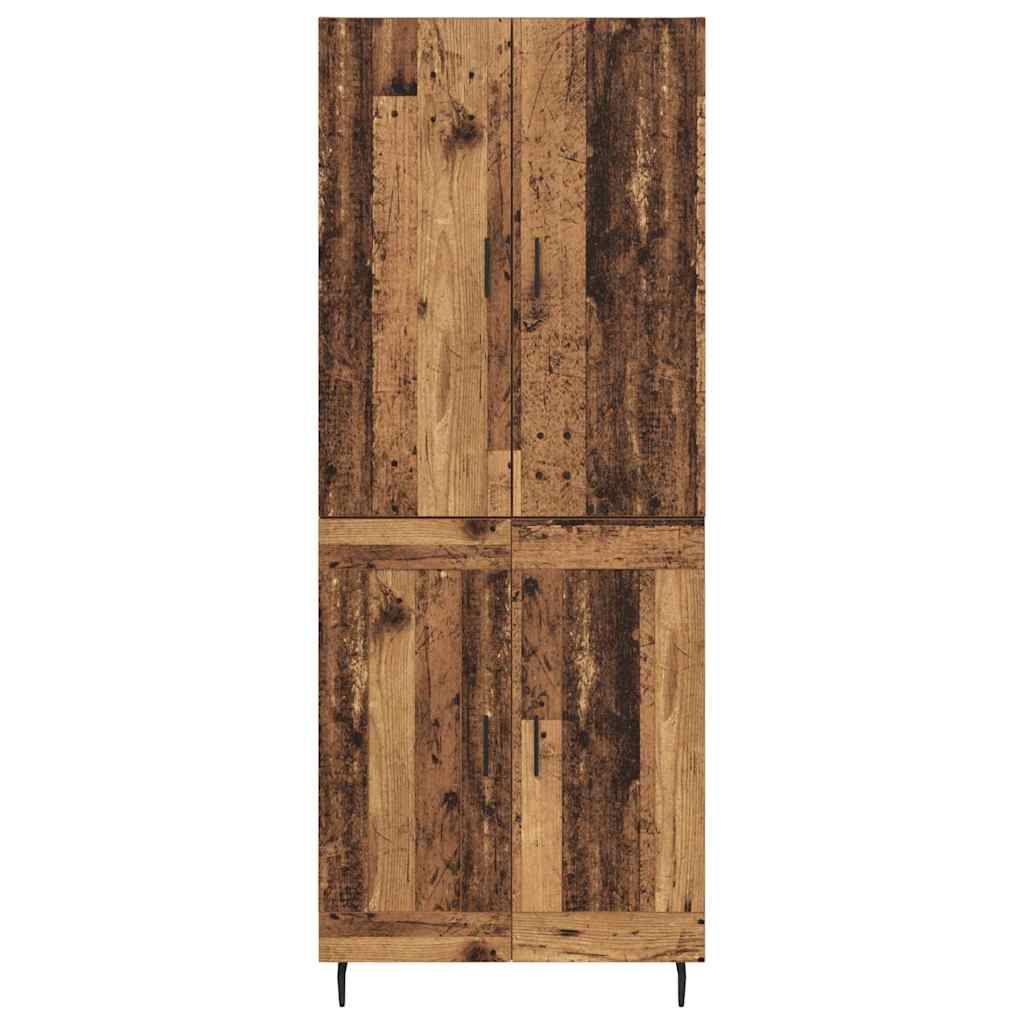 Highboard 2 pcs Gammelt træ Ingeniørtræ og glas