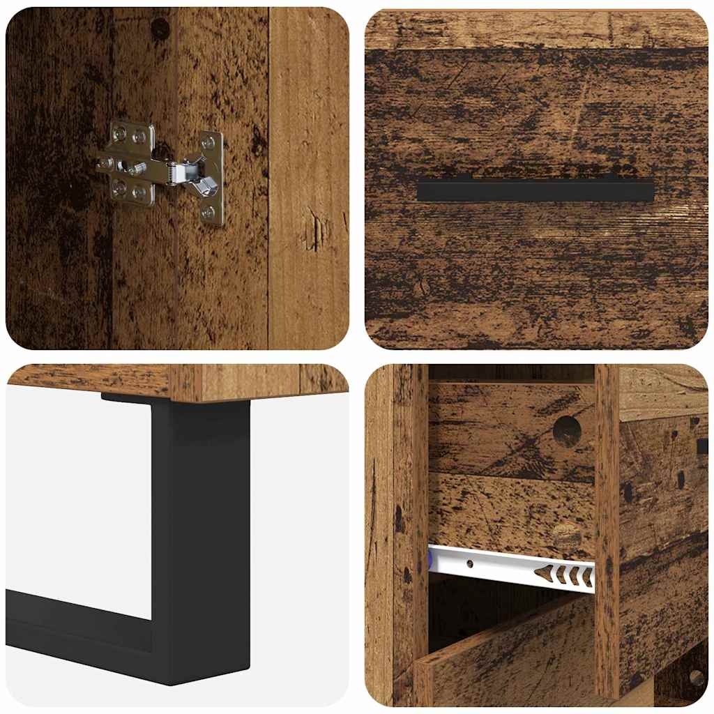Highboard med skuffe 2 pcs Gammelt træ 69,5 x 34 x 180 cm