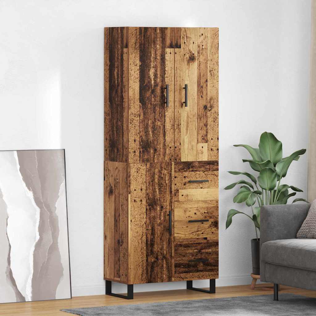 Highboard med skuffe 2 pcs Gammelt træ 69,5 x 34 x 180 cm