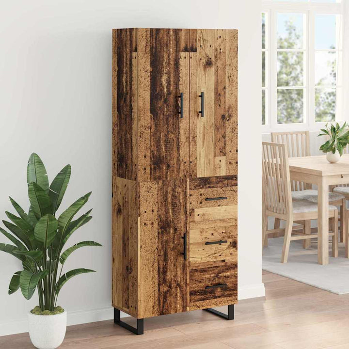 Highboard med skuffe 2 pcs Gammelt træ 69,5 x 34 x 180 cm