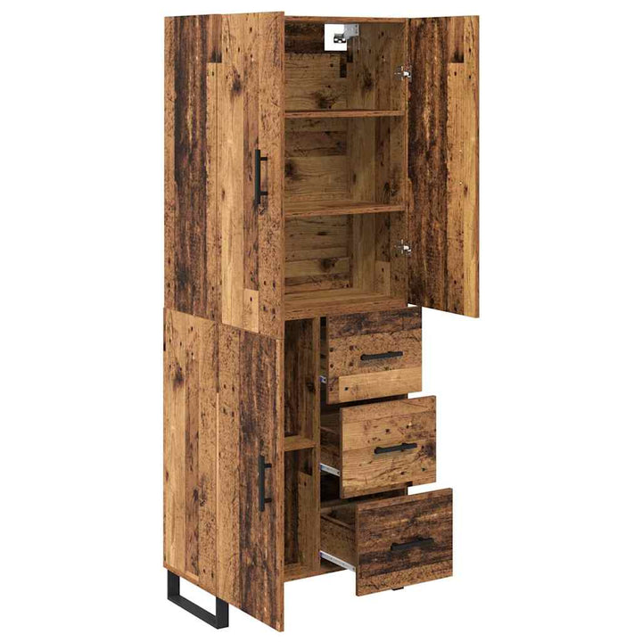 Highboard med skuffe 2 pcs Gammelt træ 69,5 x 34 x 180 cm