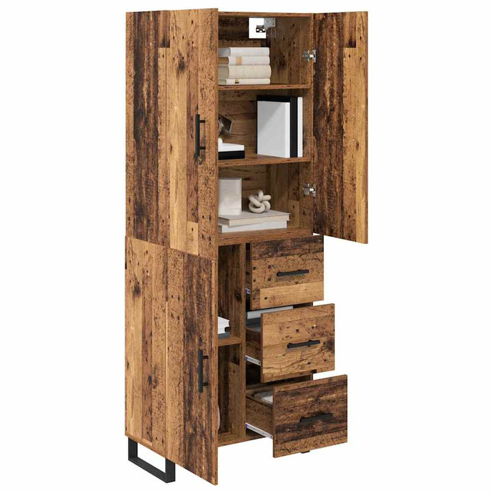 Highboard med skuffe 2 pcs Gammelt træ 69,5 x 34 x 180 cm