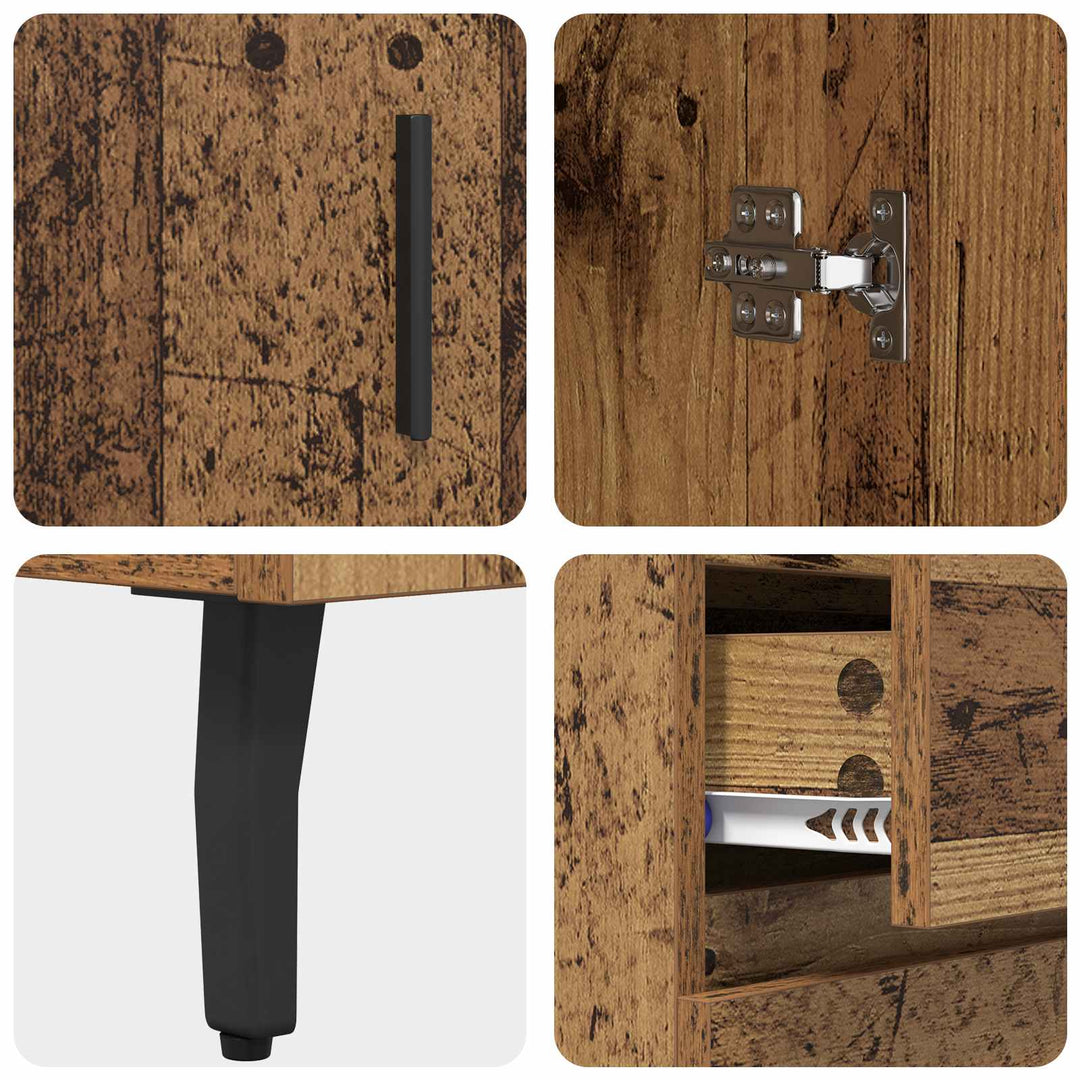 Highboard 2 stk. Gammelt træ 69,5 x 34 x 180 cm Konstrueret træ