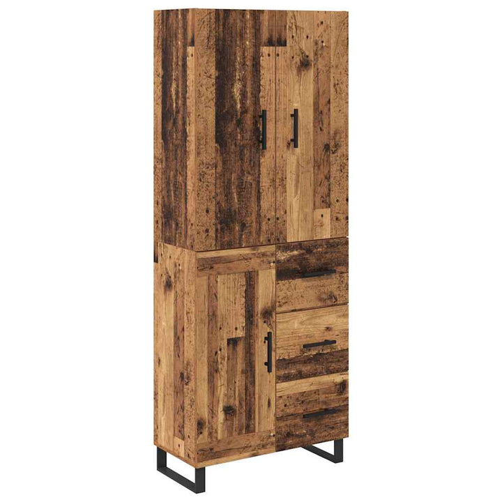 Highboard med skuffe 2 pcs Gammelt træ 69,5 x 34 x 180 cm