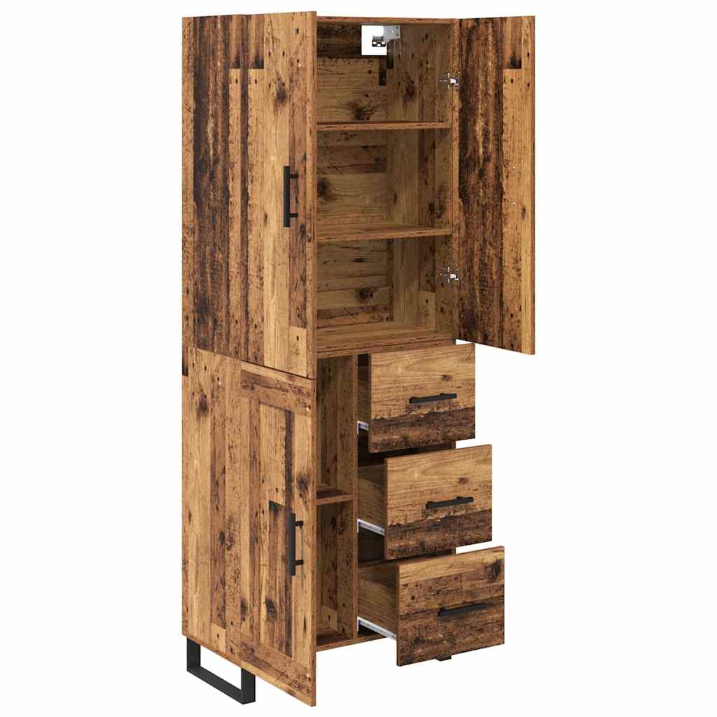Highboard med skuffe 2 pcs Gammelt træ 69,5 x 34 x 180 cm