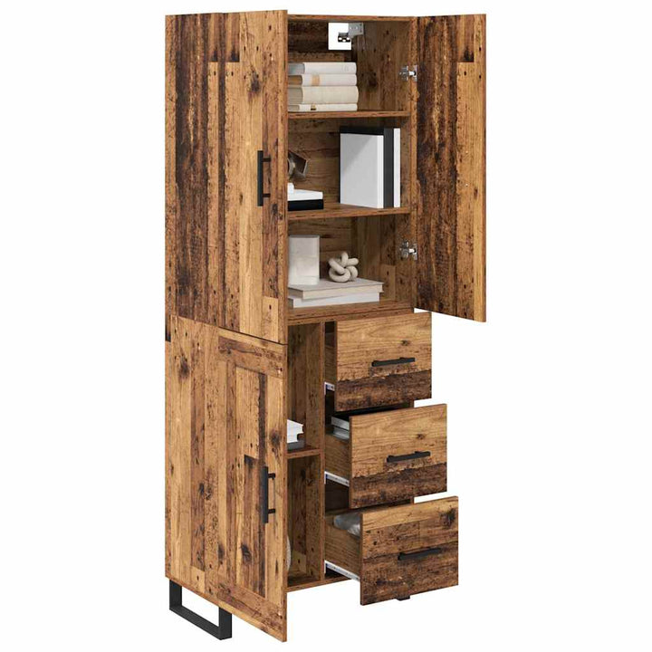 Highboard med skuffe 2 pcs Gammelt træ 69,5 x 34 x 180 cm
