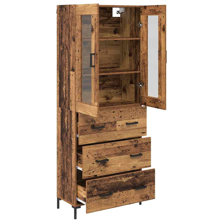 Highboard 2 stk. Gammelt træ 69,5 x 34 x 180 cm Konstrueret træ