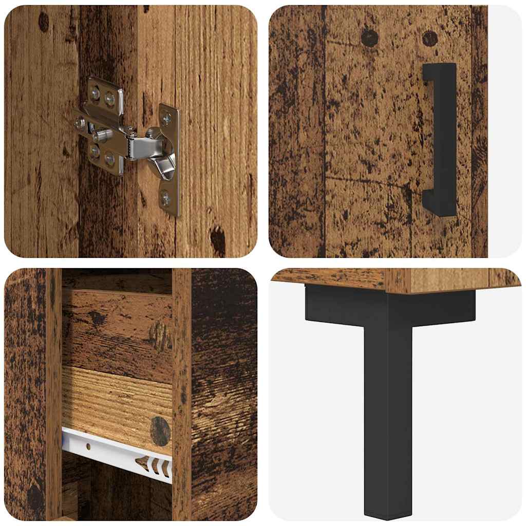 Highboard med skuffe 2 pcs Gammelt træ Konstrueret træ