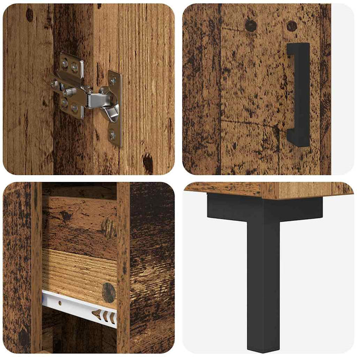Highboard med skuffe 2 pcs Gammelt træ Konstrueret træ