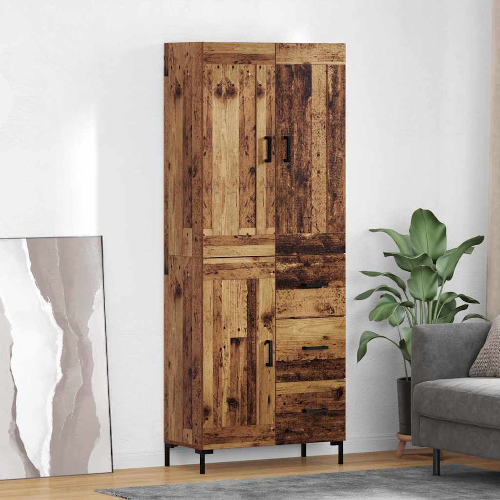 Highboard med skuffe 2 pcs Gammelt træ Konstrueret træ