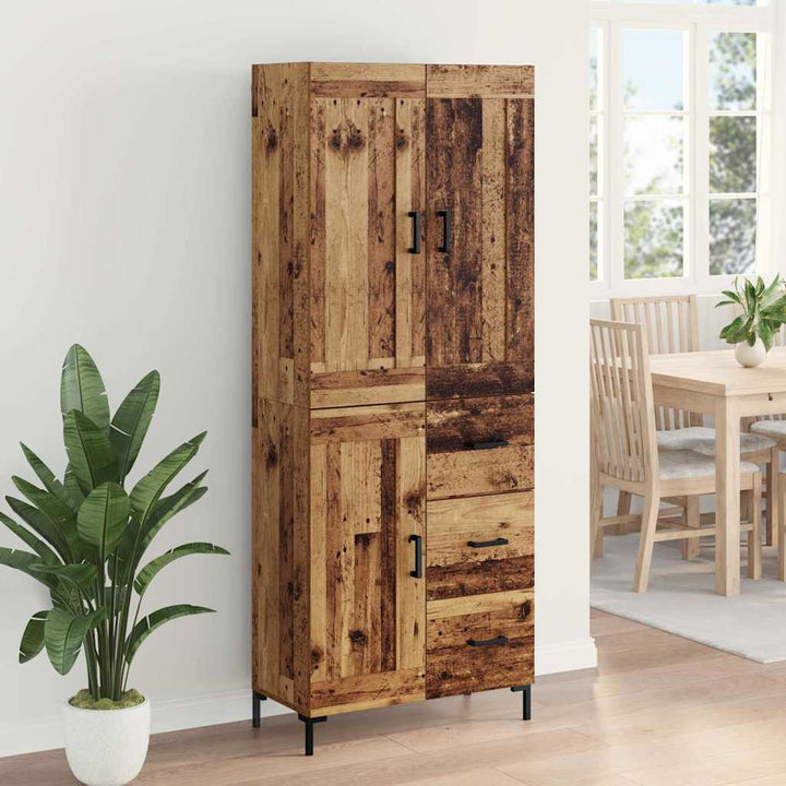 Highboard med skuffe 2 pcs Gammelt træ Konstrueret træ