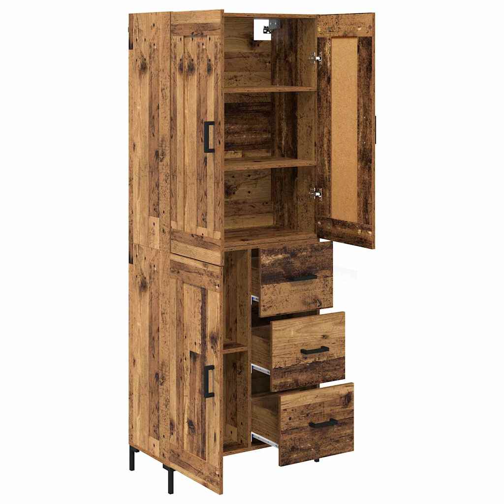 Highboard med skuffe 2 pcs Gammelt træ Konstrueret træ