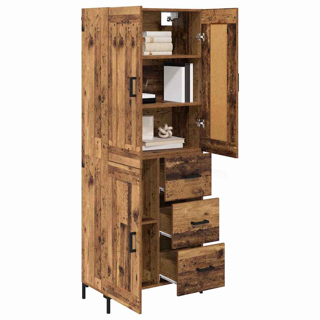 Highboard med skuffe 2 pcs Gammelt træ Konstrueret træ