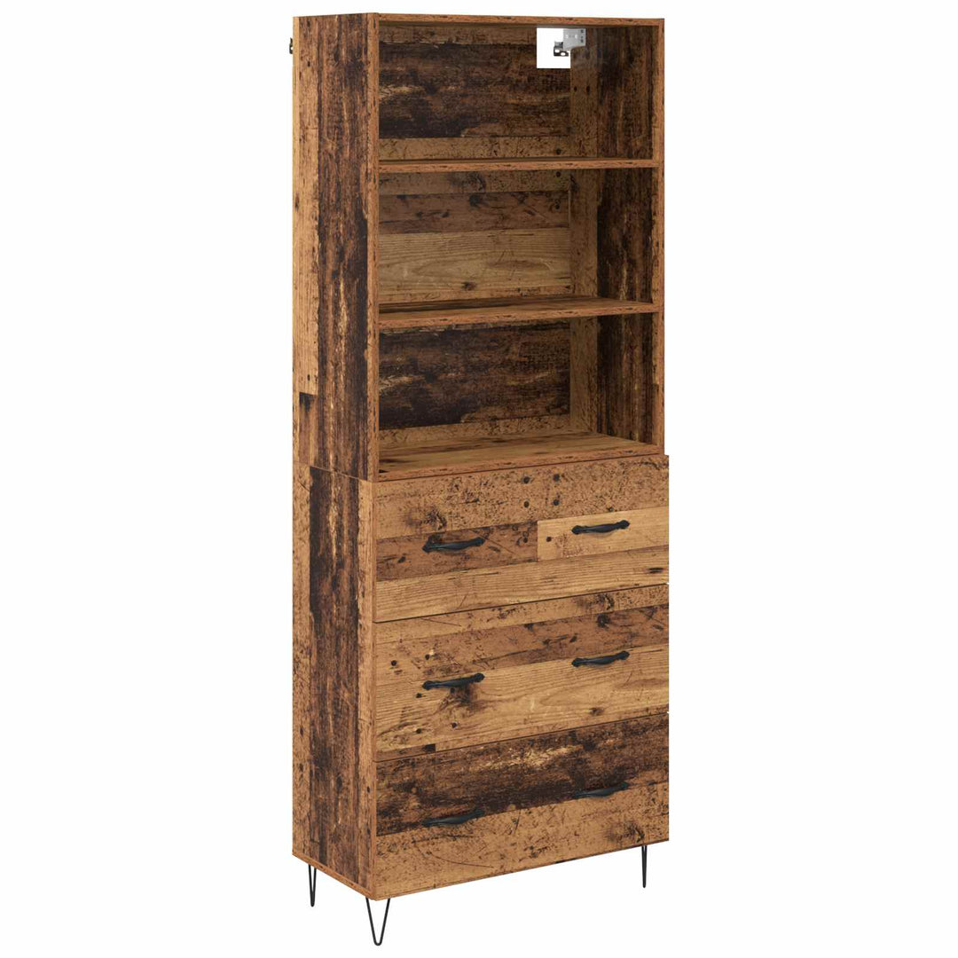 Highboard med skuffe 2 pcs Gammelt træ Konstrueret træ