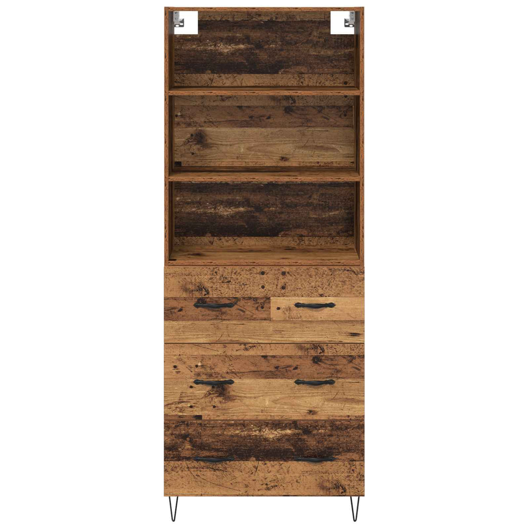 Highboard med skuffe 2 pcs Gammelt træ Konstrueret træ