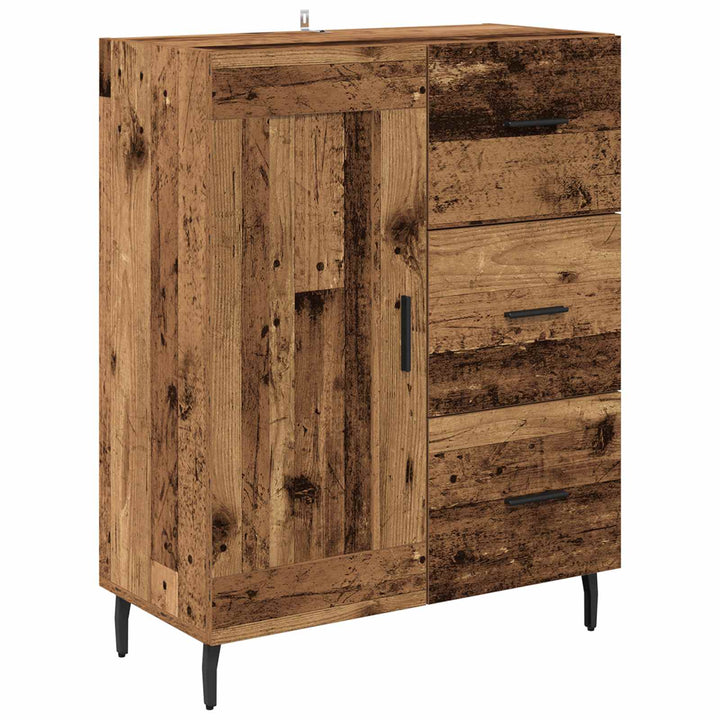 Highboard med skuffe 2 pcs Gammelt træ Ingeniørtræ og glas