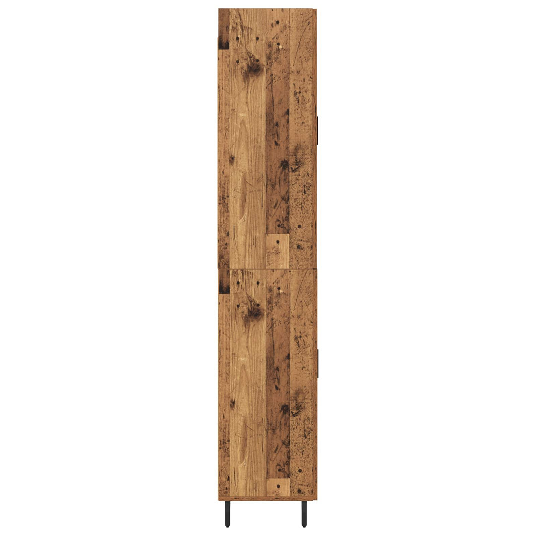 Highboard med skuffe 2 pcs Gammelt træ Ingeniørtræ og glas