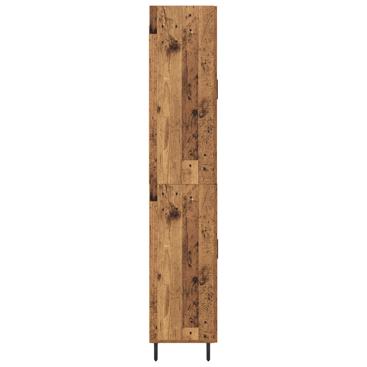 Highboard med skuffe 2 pcs Gammelt træ Ingeniørtræ og glas