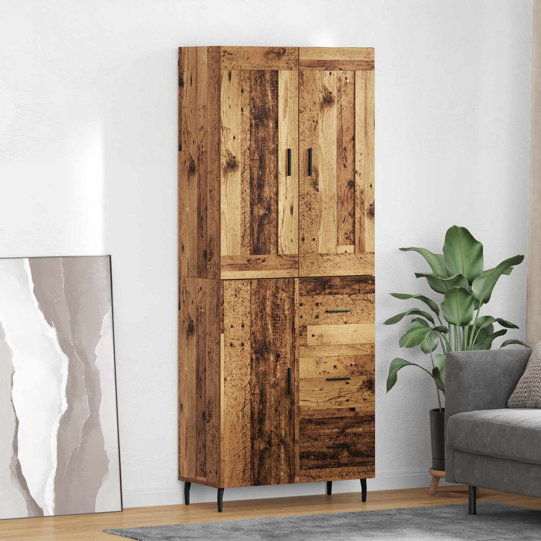 Highboard 2 stk. Gammelt træ 69,5 x 34 x 180 cm Konstrueret træ