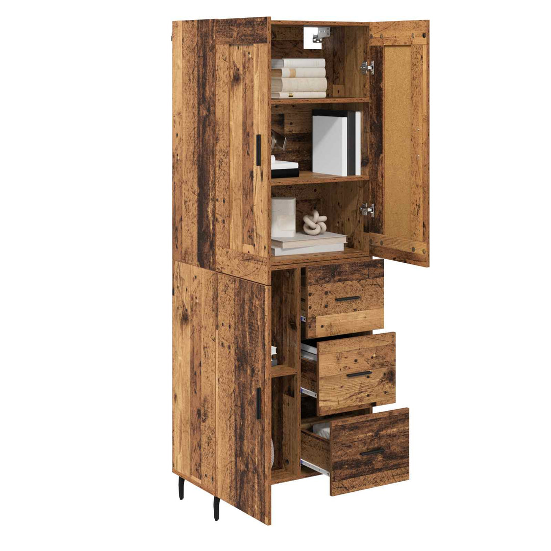 Highboard 2 stk. Gammelt træ 69,5 x 34 x 180 cm Konstrueret træ