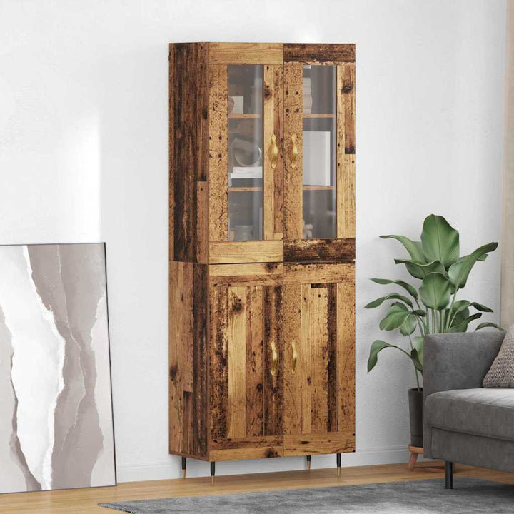 Highboard 2 stk. Gammelt træ 69,5 x 34 x 180 cm Konstrueret træ