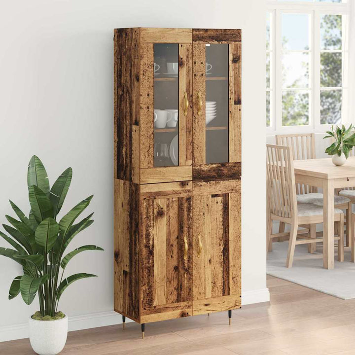 Highboard 2 stk. Gammelt træ 69,5 x 34 x 180 cm Konstrueret træ