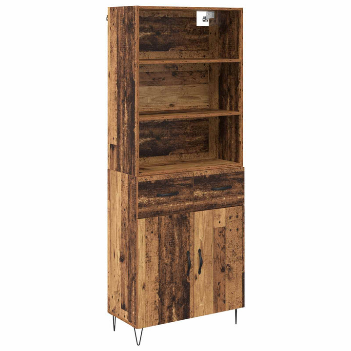 Highboard med skuffe 2 pcs Gammelt træ Konstrueret træ