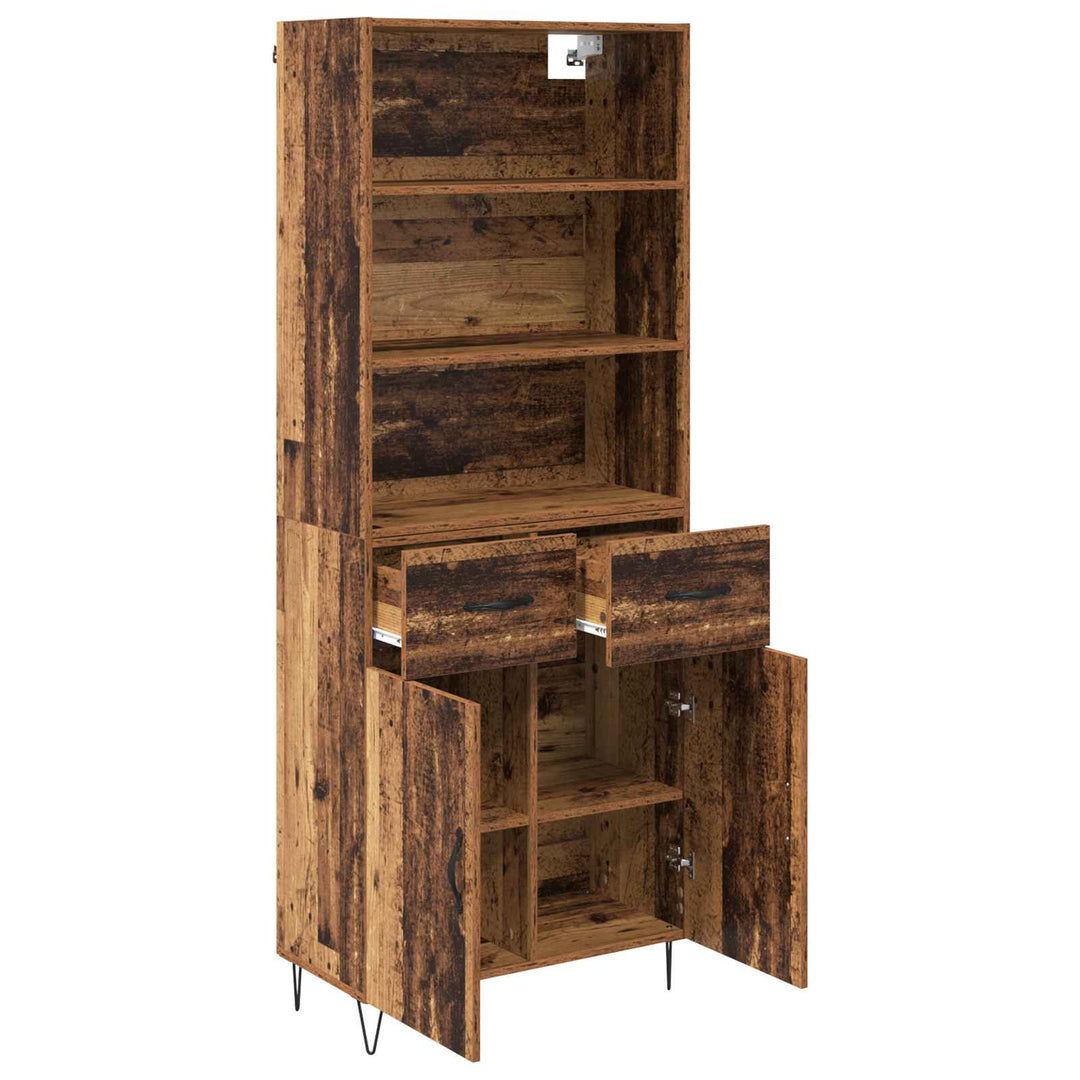 Highboard med skuffe 2 pcs Gammelt træ Konstrueret træ