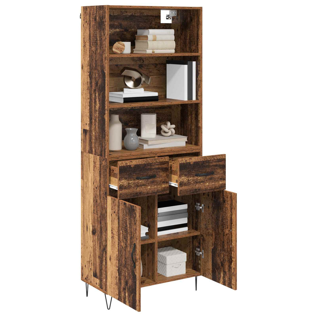 Highboard med skuffe 2 pcs Gammelt træ Konstrueret træ