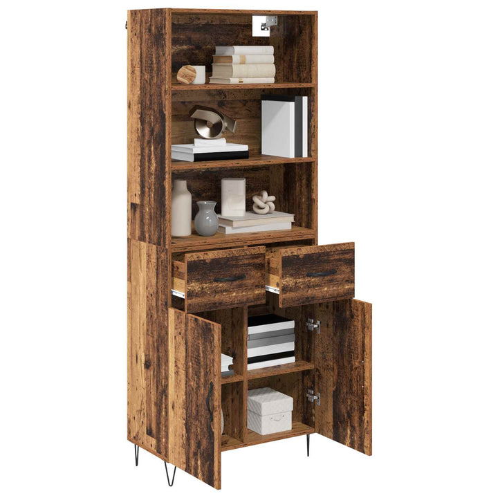 Highboard med skuffe 2 pcs Gammelt træ Konstrueret træ