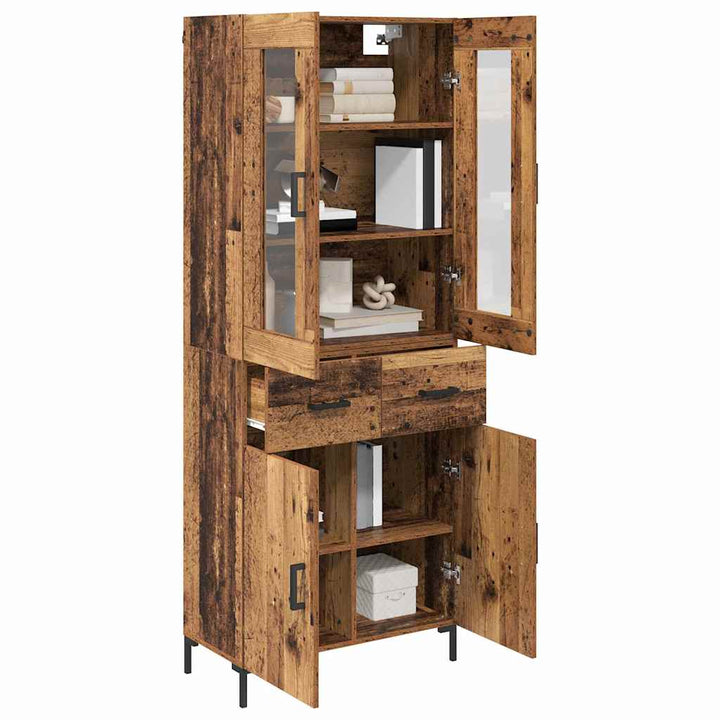 Highboard 2 stk. Gammelt træ 69,5 x 34 x 180 cm Konstrueret træ
