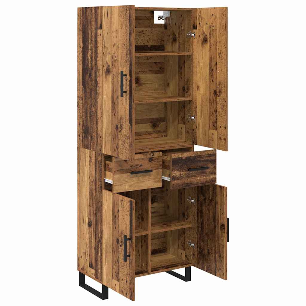 Highboard med skuffe 2 pcs Gammelt træ 69,5 x 34 x 180 cm