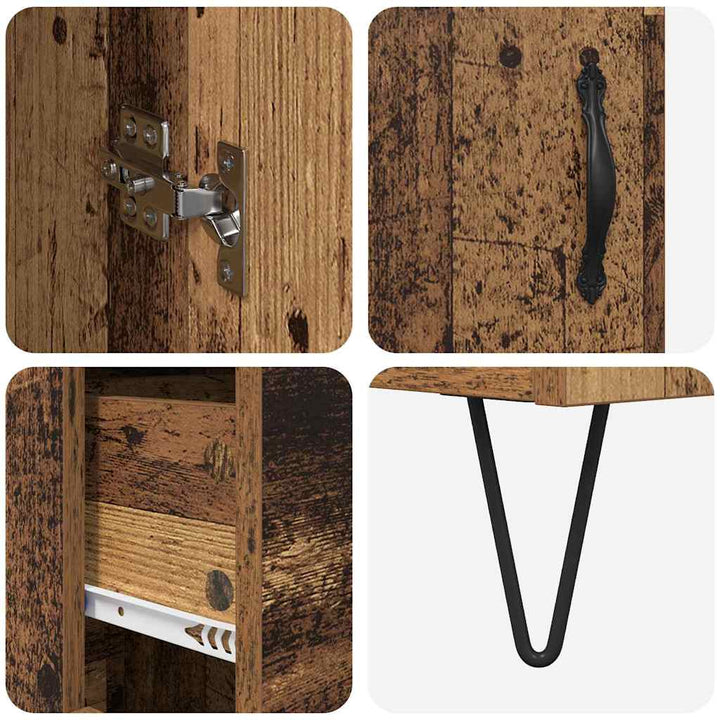 Highboard med skuffe 2 pcs Gammelt træ Konstrueret træ og glas