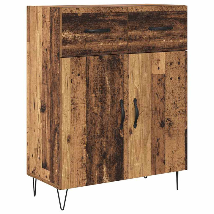 Highboard med skuffe 2 pcs Gammelt træ Konstrueret træ og glas