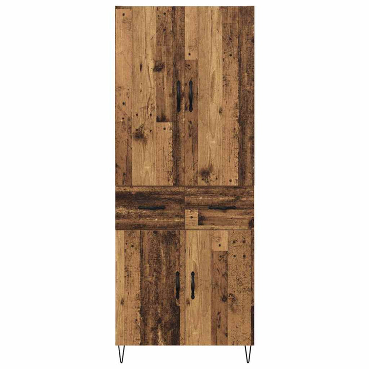 Highboard med skuffe 2 pcs Gammelt træ Konstrueret træ og glas