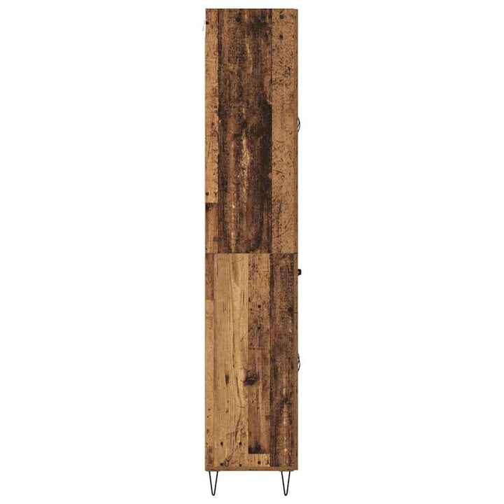 Highboard med skuffe 2 pcs Gammelt træ Konstrueret træ og glas