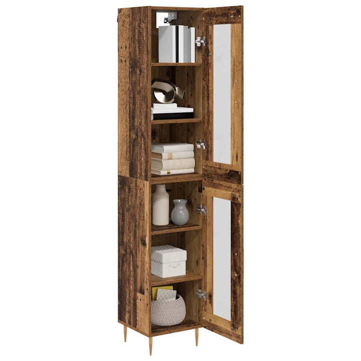 Highboard 2 pcs Gammelt træ Glas