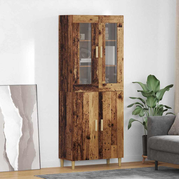 Highboard Gammelt træ 69,5 x 34 x 180 cm Ingeniørtræ og glas