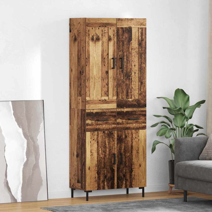 Highboard med skuffe 2 pcs Gammelt træ Konstrueret træ