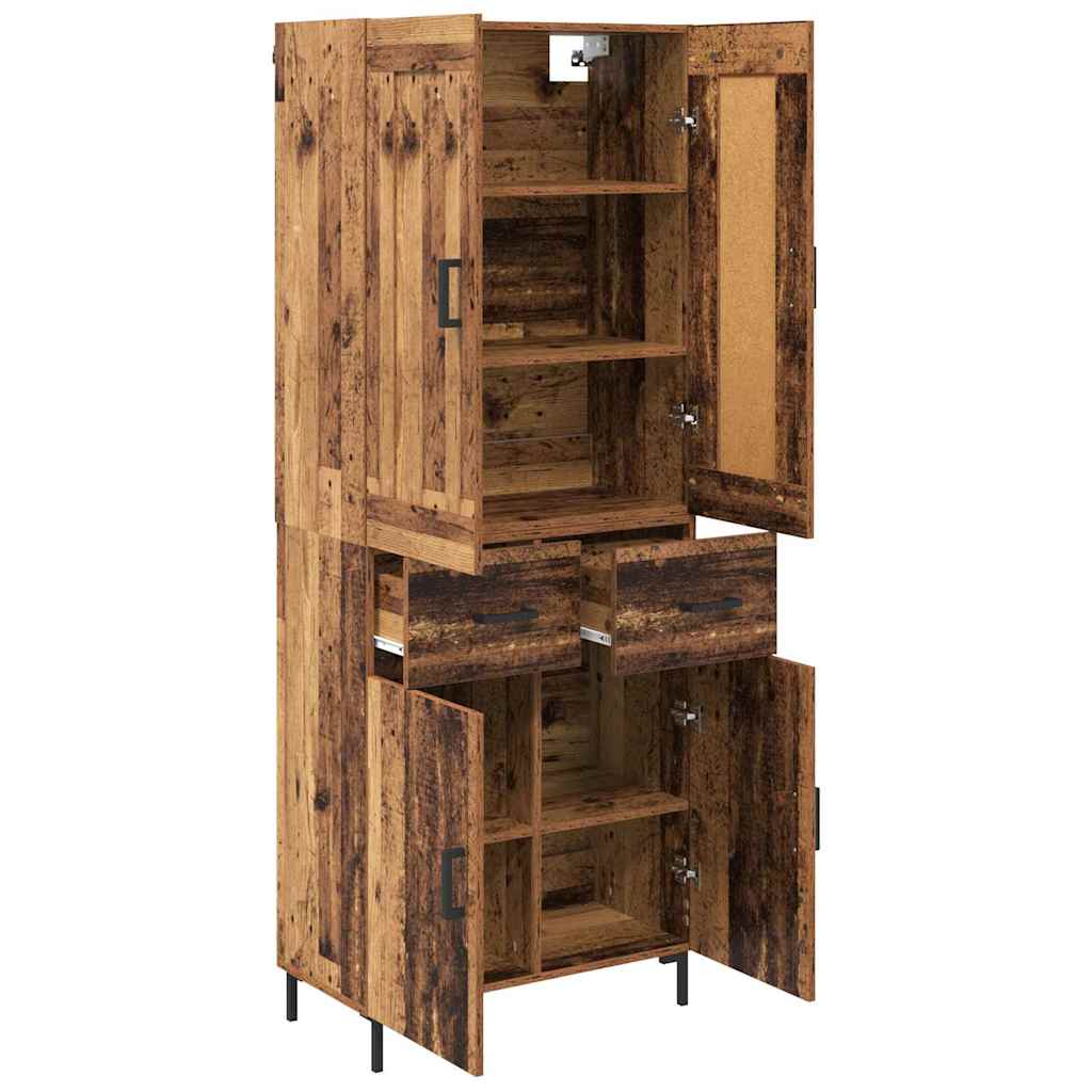 Highboard med skuffe 2 pcs Gammelt træ Konstrueret træ