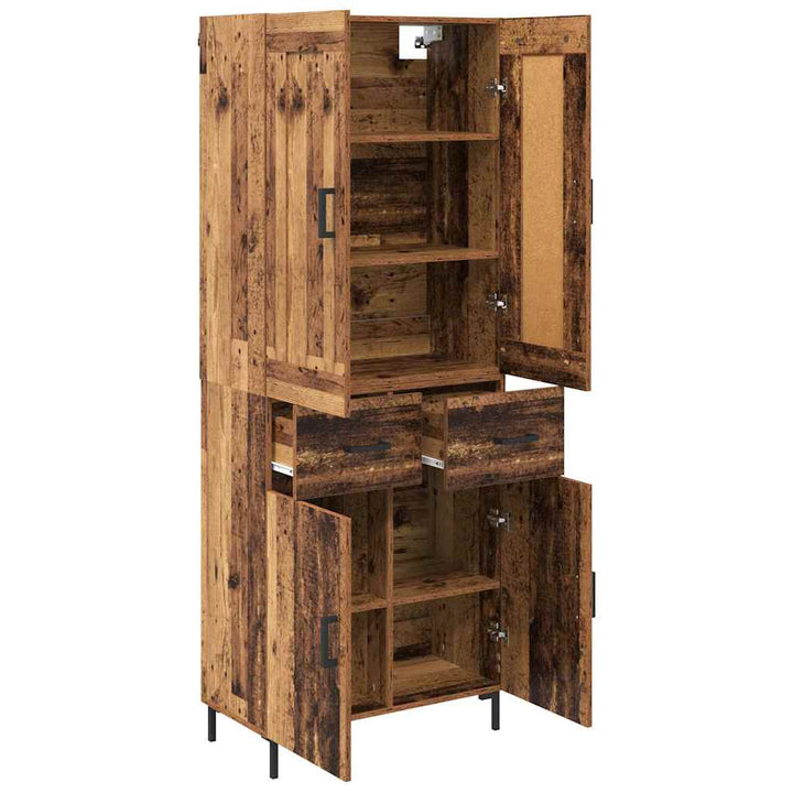 Highboard med skuffe 2 pcs Gammelt træ Konstrueret træ