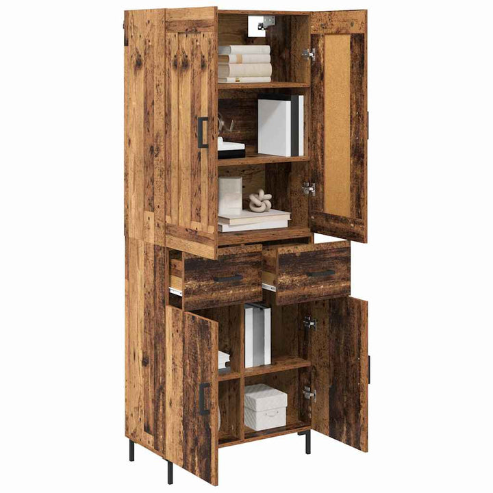 Highboard med skuffe 2 pcs Gammelt træ Konstrueret træ
